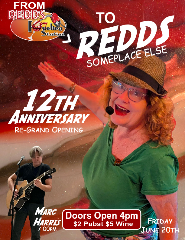 We celebrate 12 years in business and grand reopening in our new location. Marc Harris will be playing live and Redd and Hope will be performing as well. Join us for an evening of great music, food and fun. Call for dinner reservations now! 850-325-0252